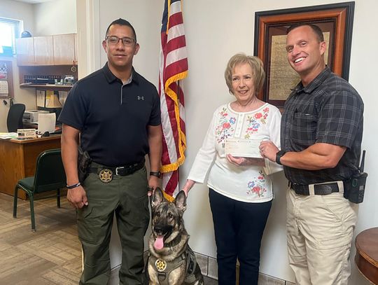 Generosity Strikes Again Miss Margie Donates to Sherrif’s Office K9 Program