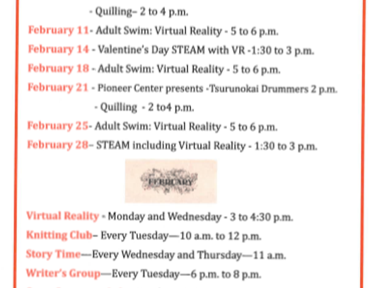 Library Events for February