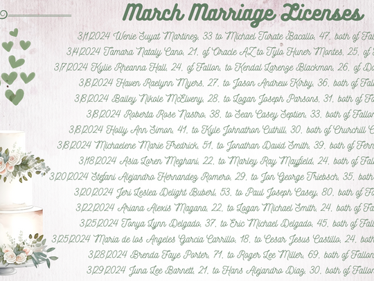 March Marriage Licenses