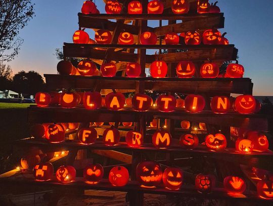 Pumpkin Tower Lights Up Lattin Farms