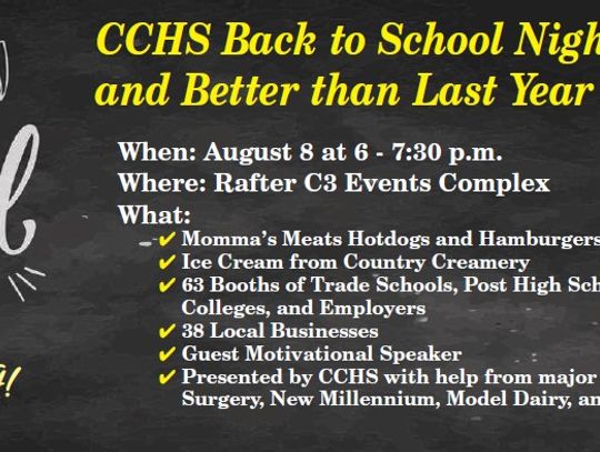Save the Date - CCHS Back to School Night August 8