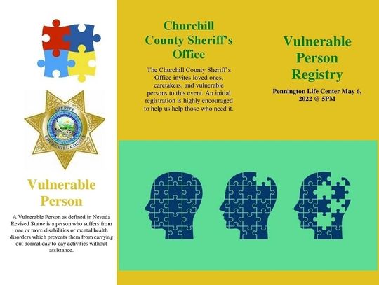 Sheriff Will Help with Vulnerable Person Registry