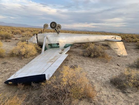 Small plane found in desert - upside down