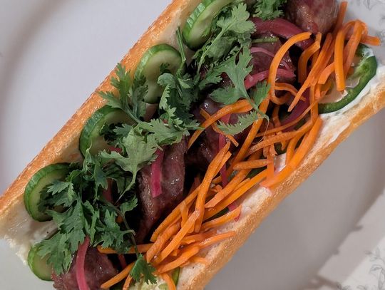 What's Cookin' in Kelli's Kitchen - Kelli’s Bratwurst Bahn Mi Sandwich and Coconut-Ginger Black Beans