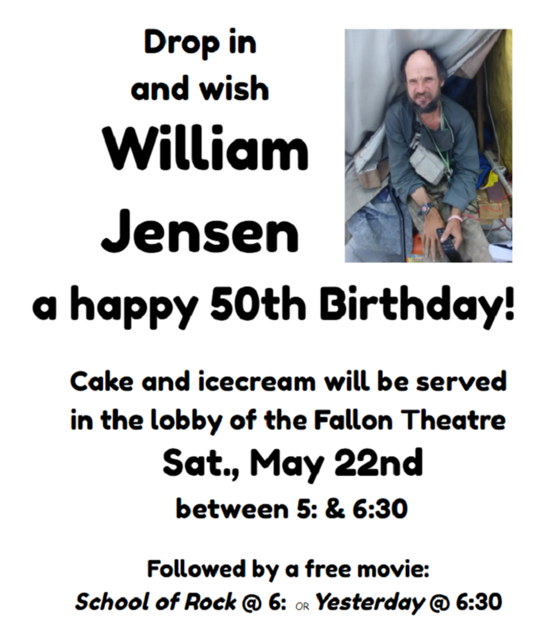 Announcement - Will Jensen 50th Birthday Reception