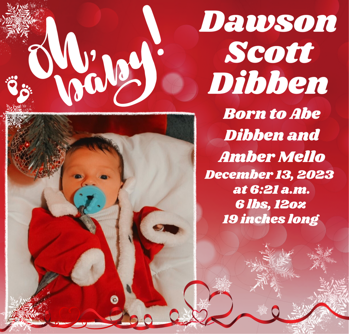 Announcements - Welcome Baby Dawson