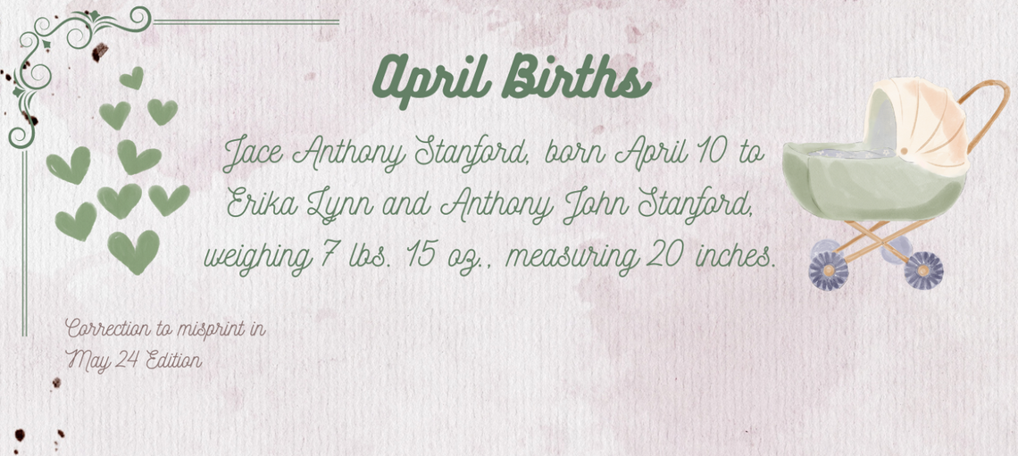 April Birth Announcments, Correction