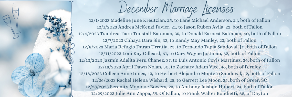 December Marriage Licenses