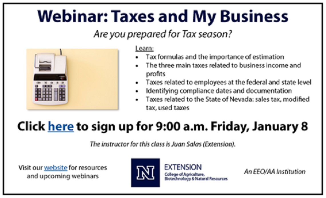 Extension Hosts "Taxes and My Business" Friday