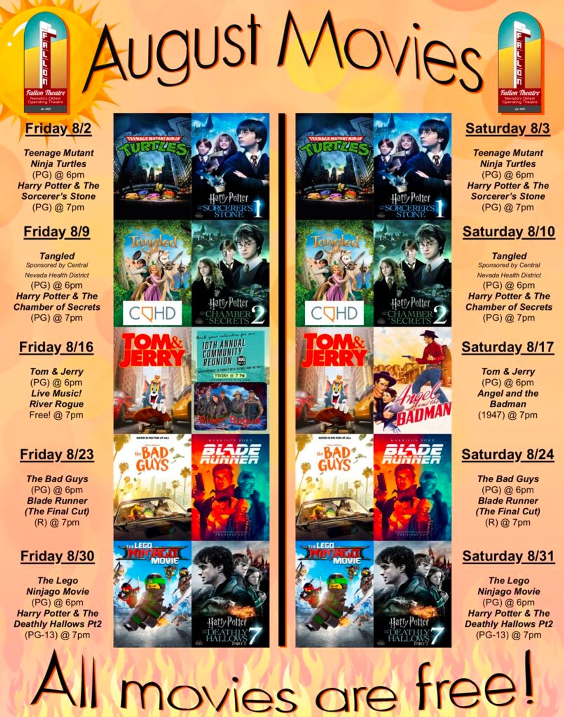 Fallon Community Theatre's Movies & More - August Kicks Off with Big Adventures