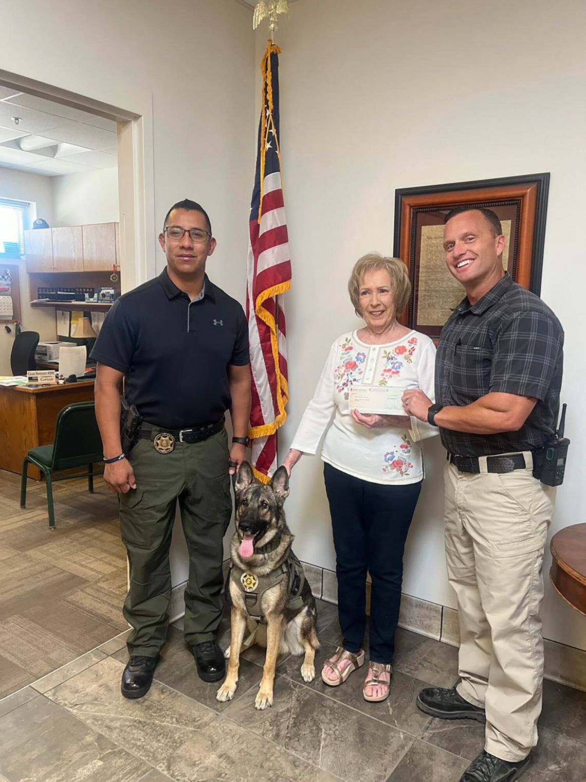 Generosity Strikes Again Miss Margie Donates to Sherrif’s Office K9 Program