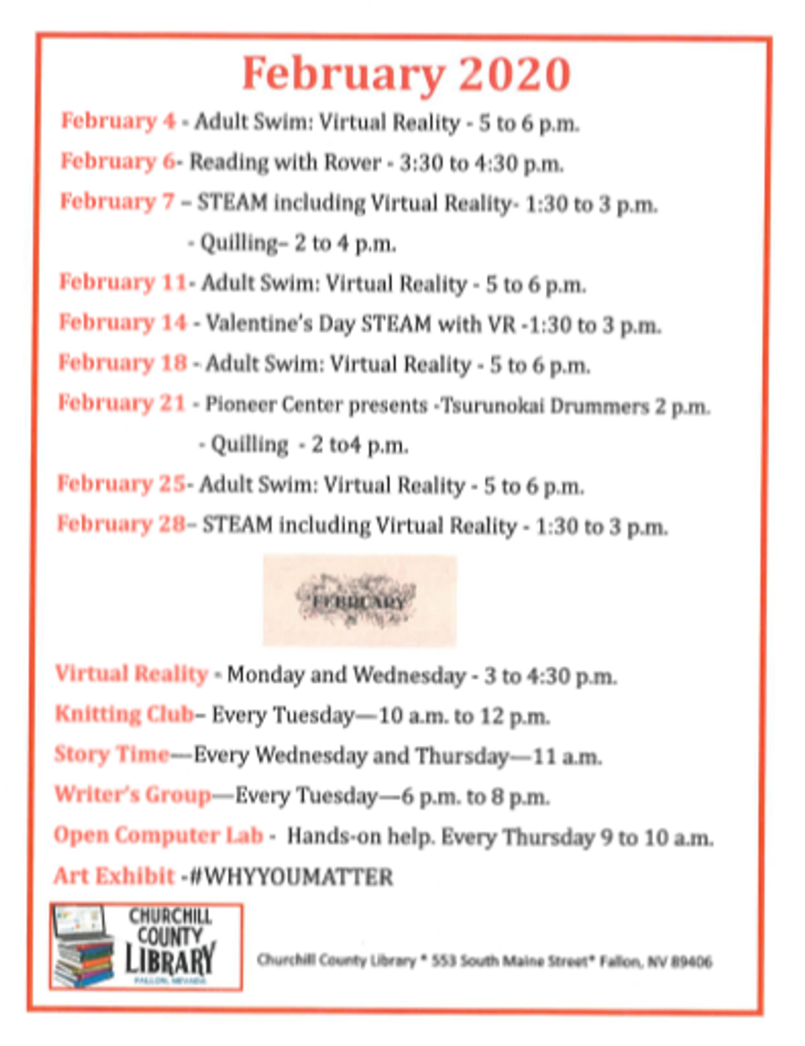 Library Events for February