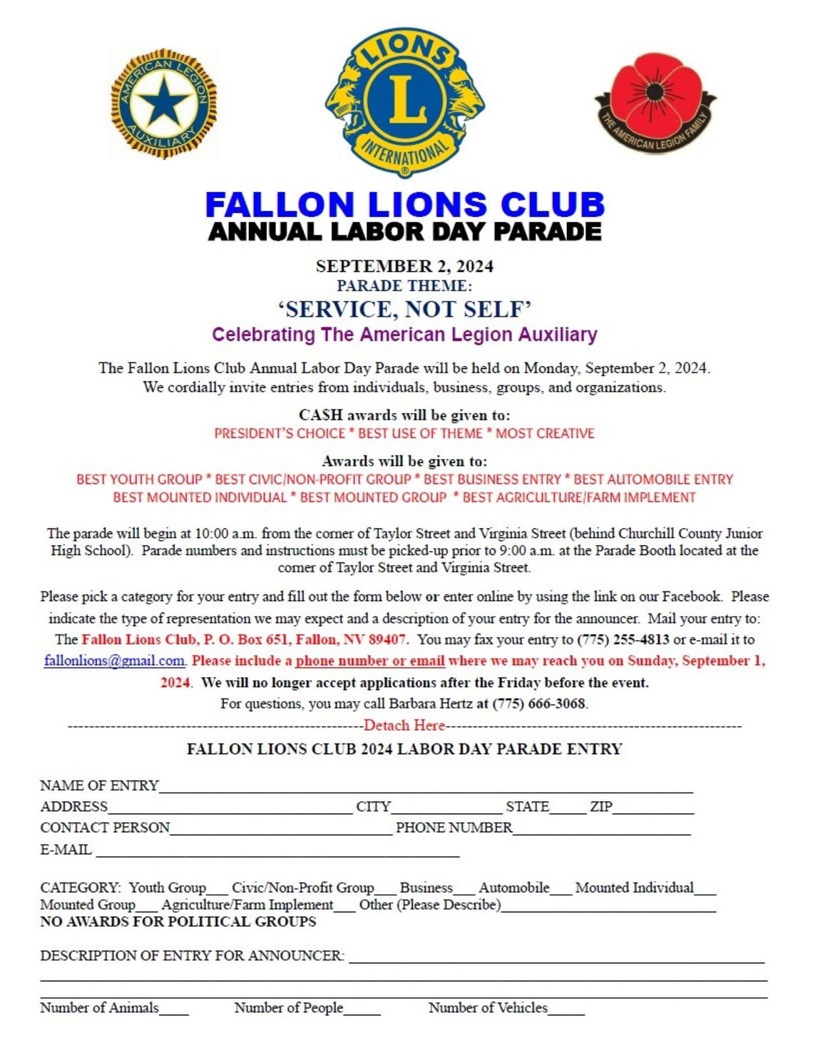 Lion's Club Labor Day Prades Entries Now Being Accepted