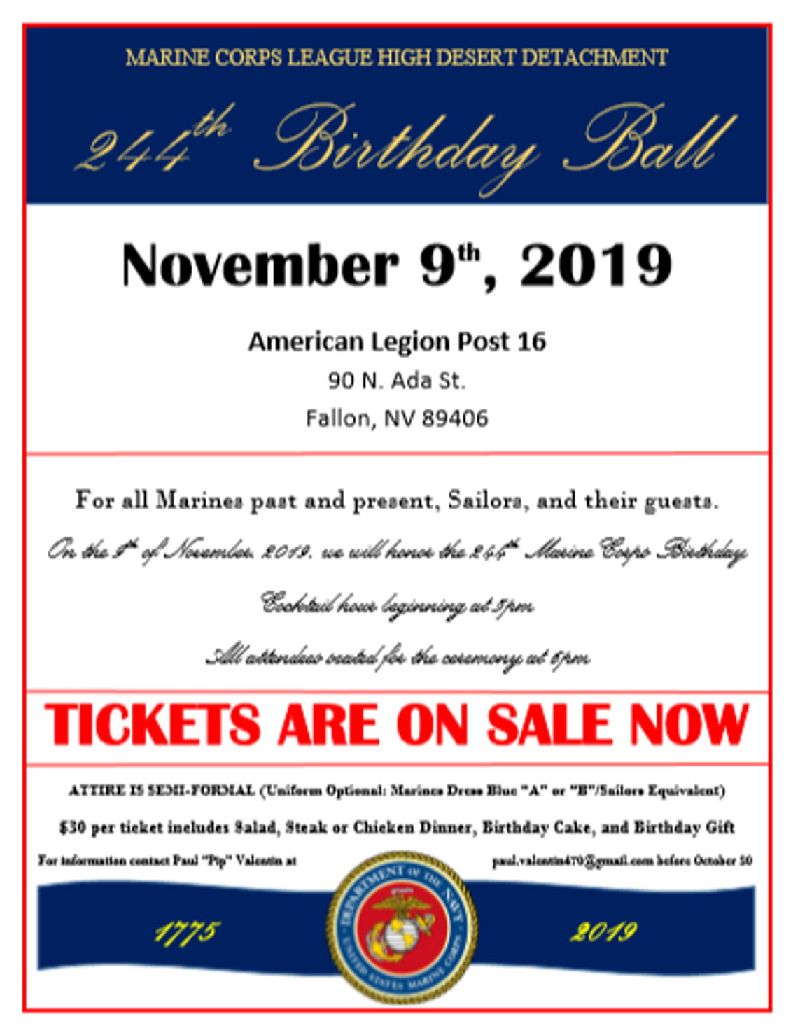 Marine Corp Birthday Ball set for November 9th