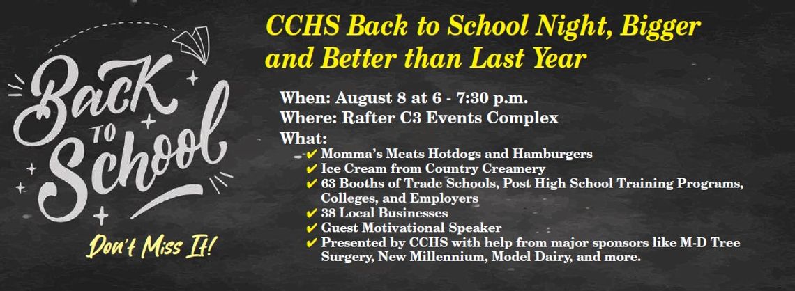 Save the Date - CCHS Back to School Night August 8