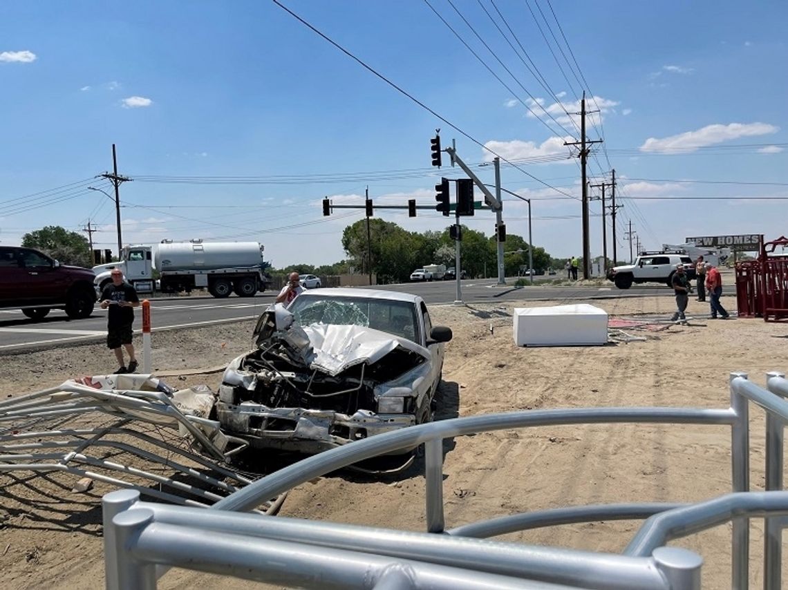 Truck Takes on Traffic Control Structure