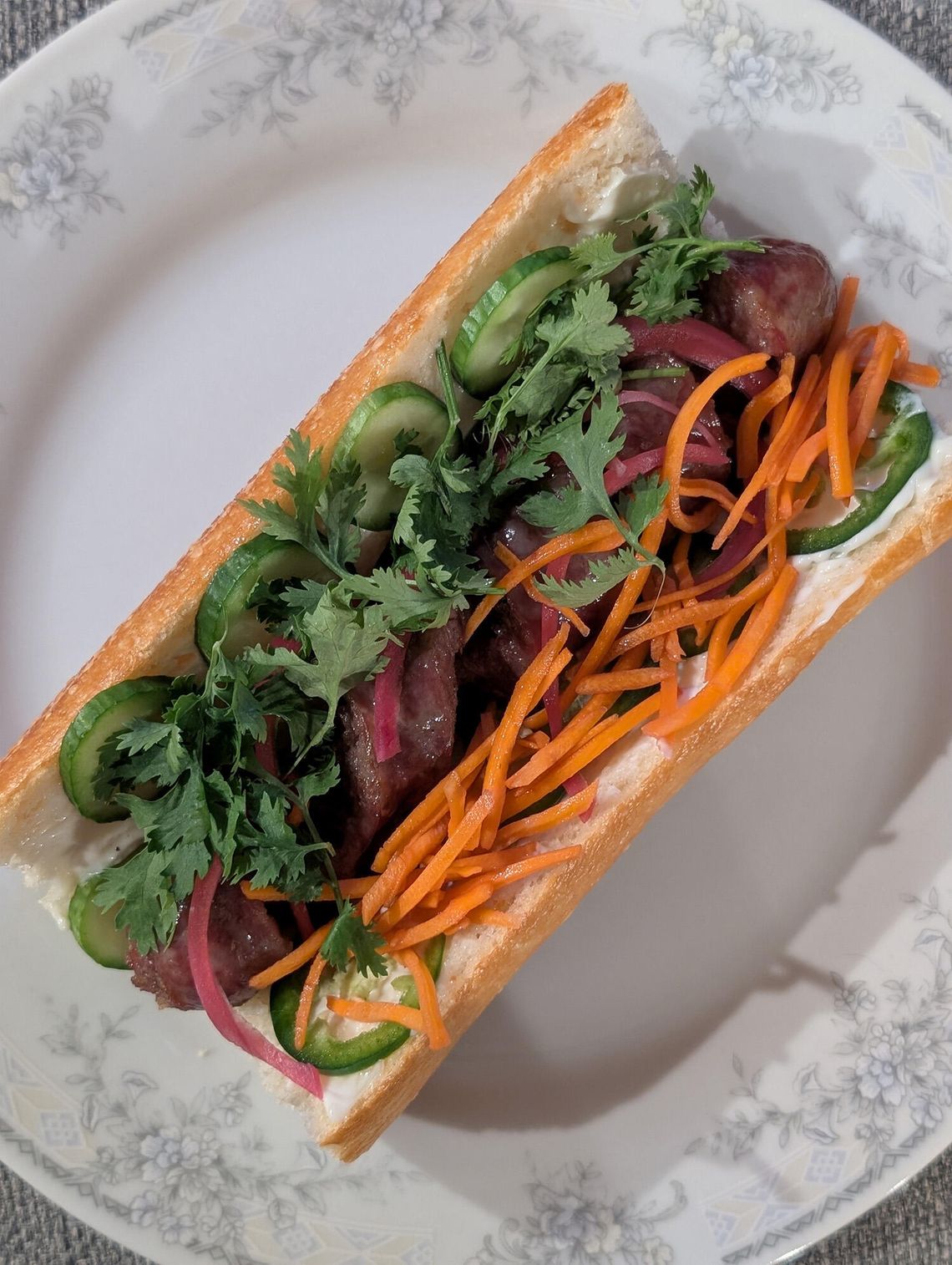 What's Cookin' in Kelli's Kitchen - Kelli’s Bratwurst Bahn Mi Sandwich and Coconut-Ginger Black Beans