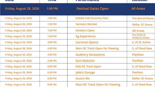 Cantaloupe Festival Friday Schedule