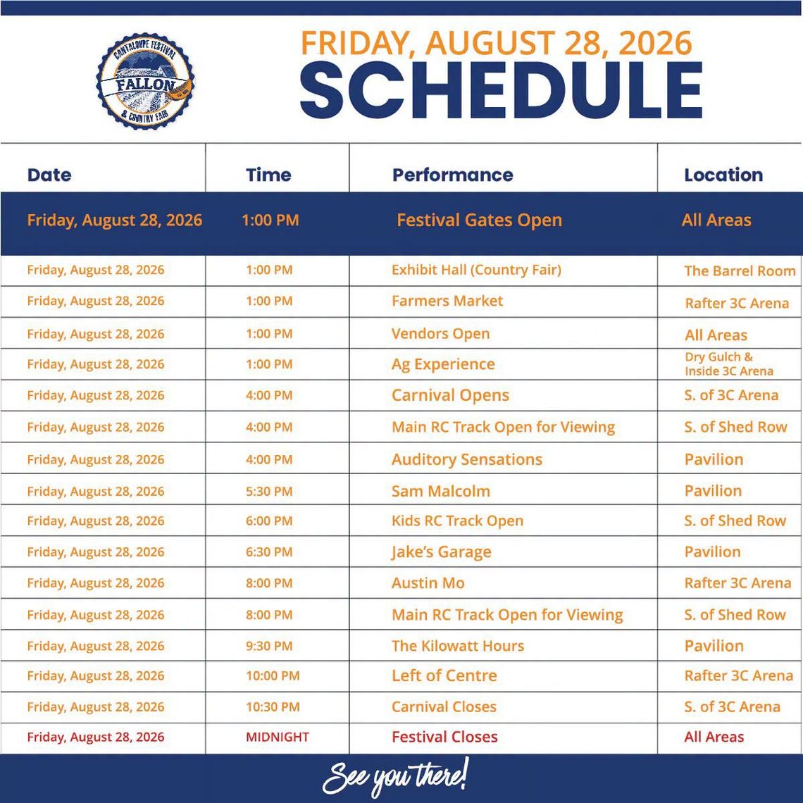 Cantaloupe Festival Sunday Schedule