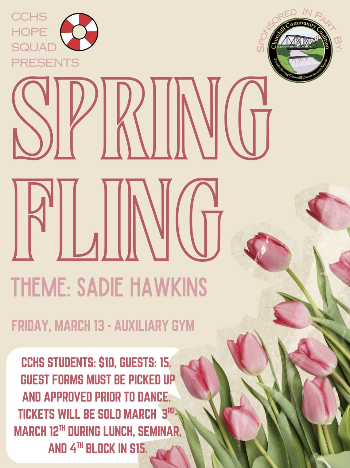 CCHS Hope Squad Presents Spring Fling Friday, March 12 - Auxiliary Gym CCHS Hope Squad Presents Spring Fling Friday, March 12 - Auxiliary Gym