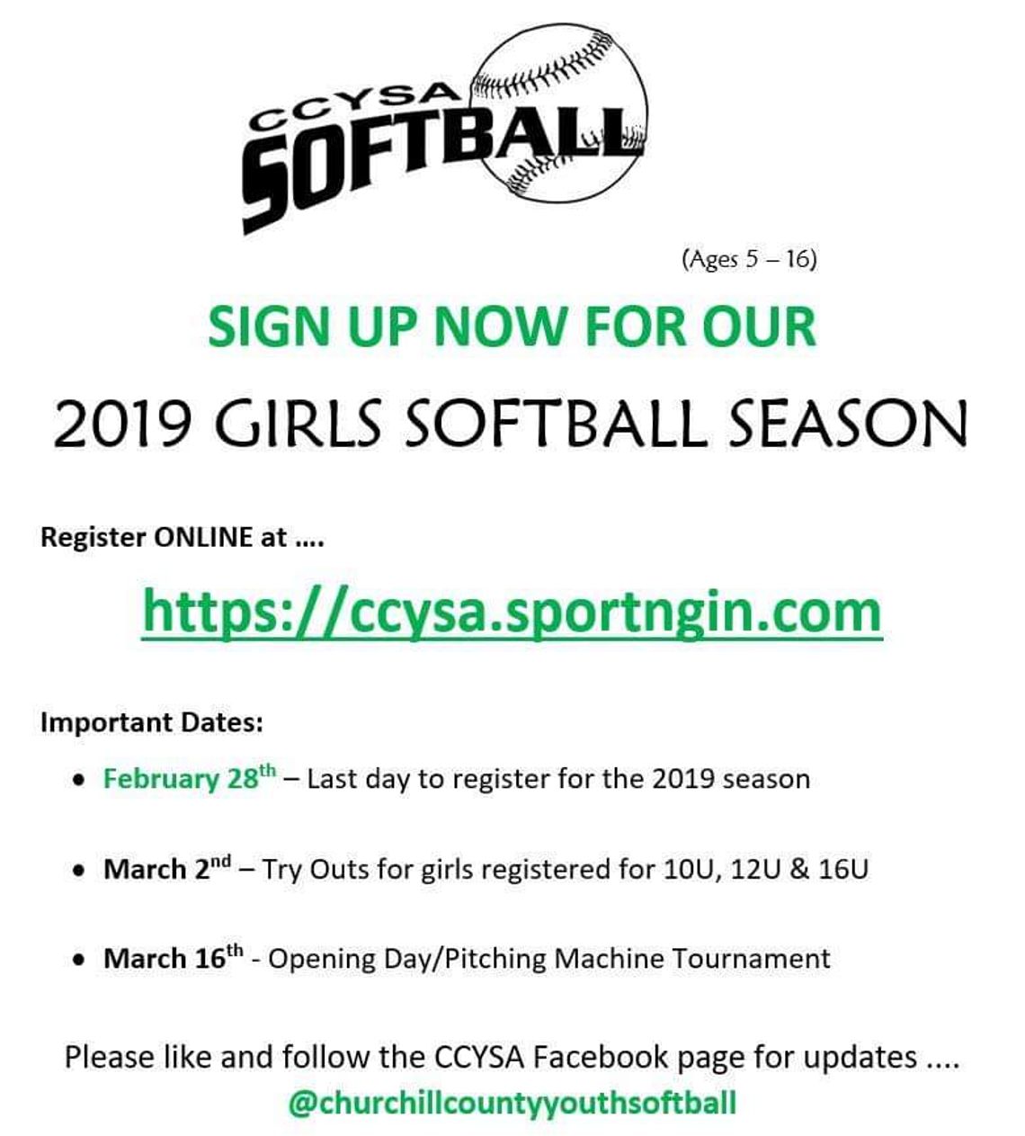 Deadline for Softball Signups