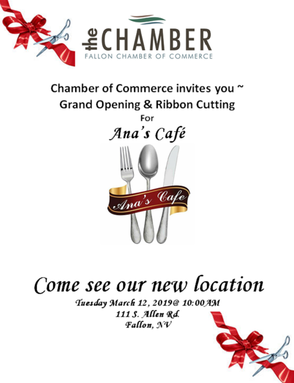 Grand Reopening and Ribbon Cutting for Ana's Cafe new location