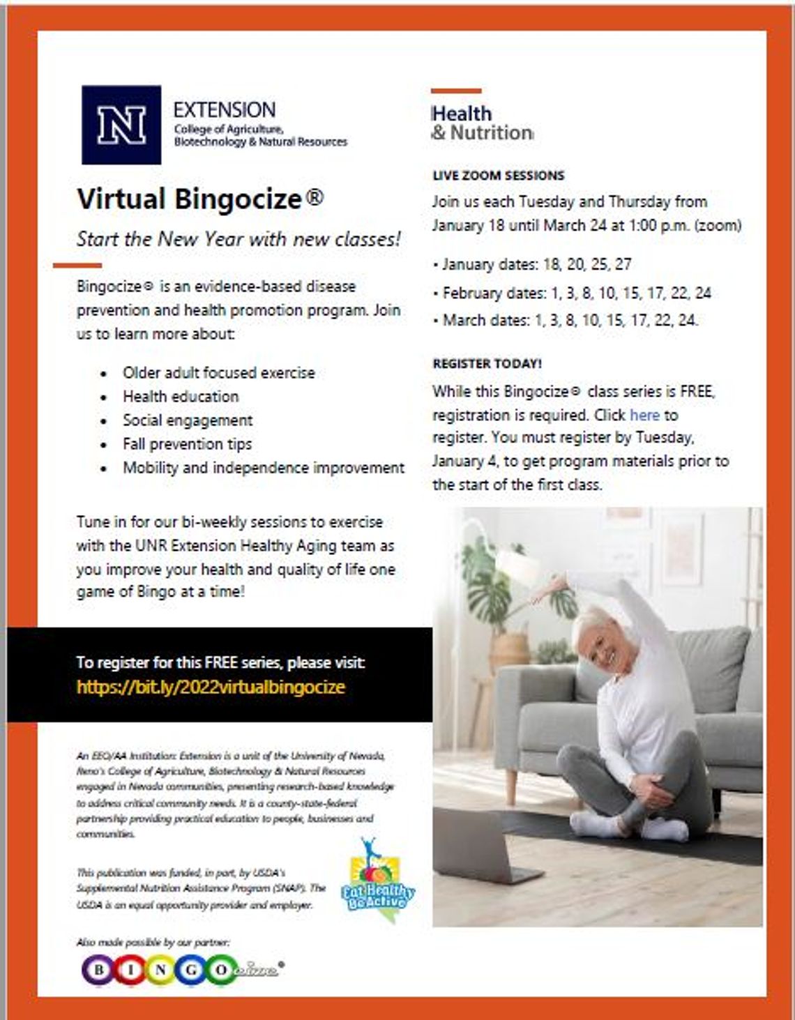 Virtual Bingocize - Zoom Biweekly Exercise Program Virtual Bingocize - Zoom Biweekly Exercise Program