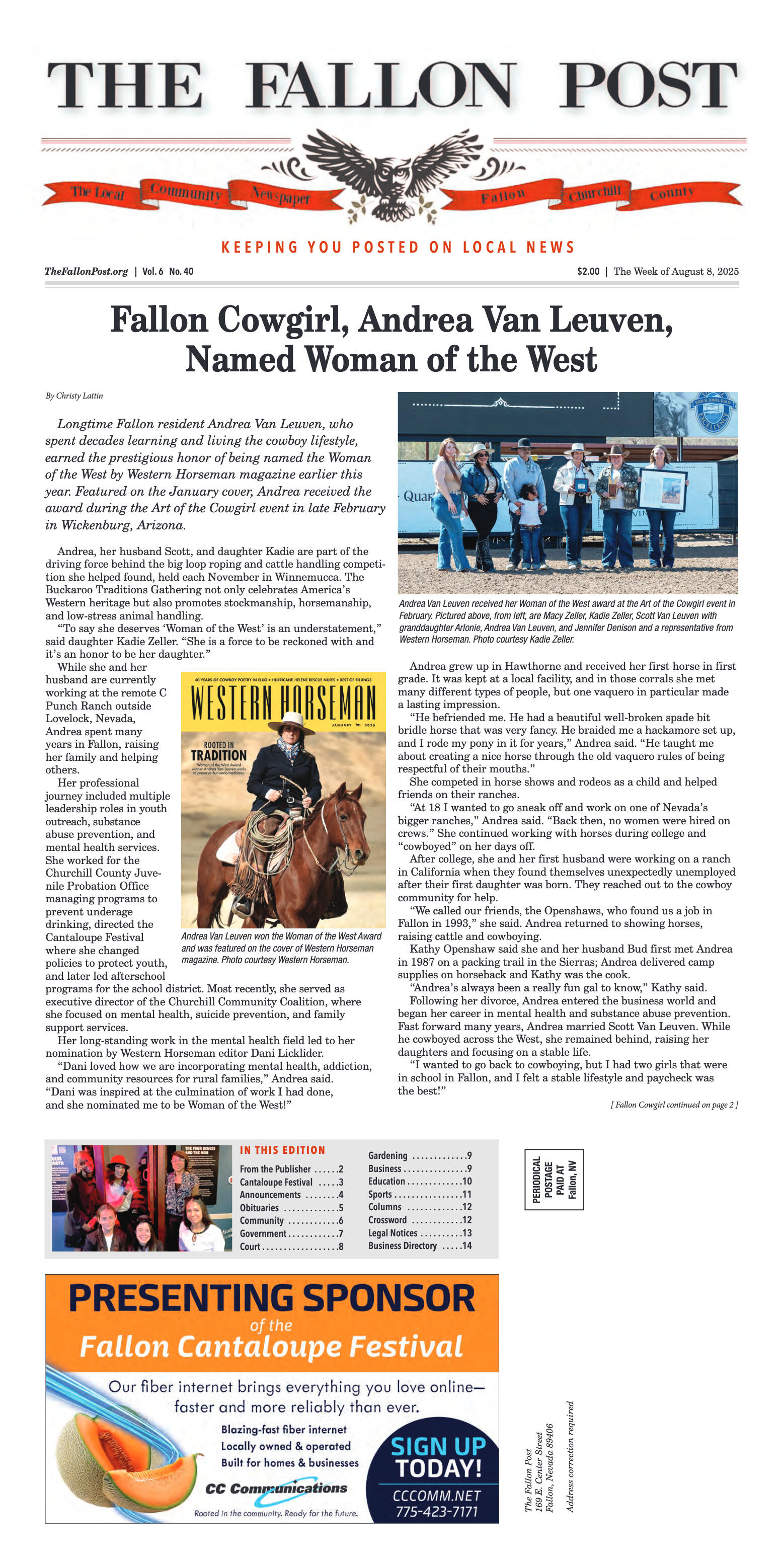 August 8, 2025 -Fallon Cowgirl, Andrea Van Leuven, - page 1