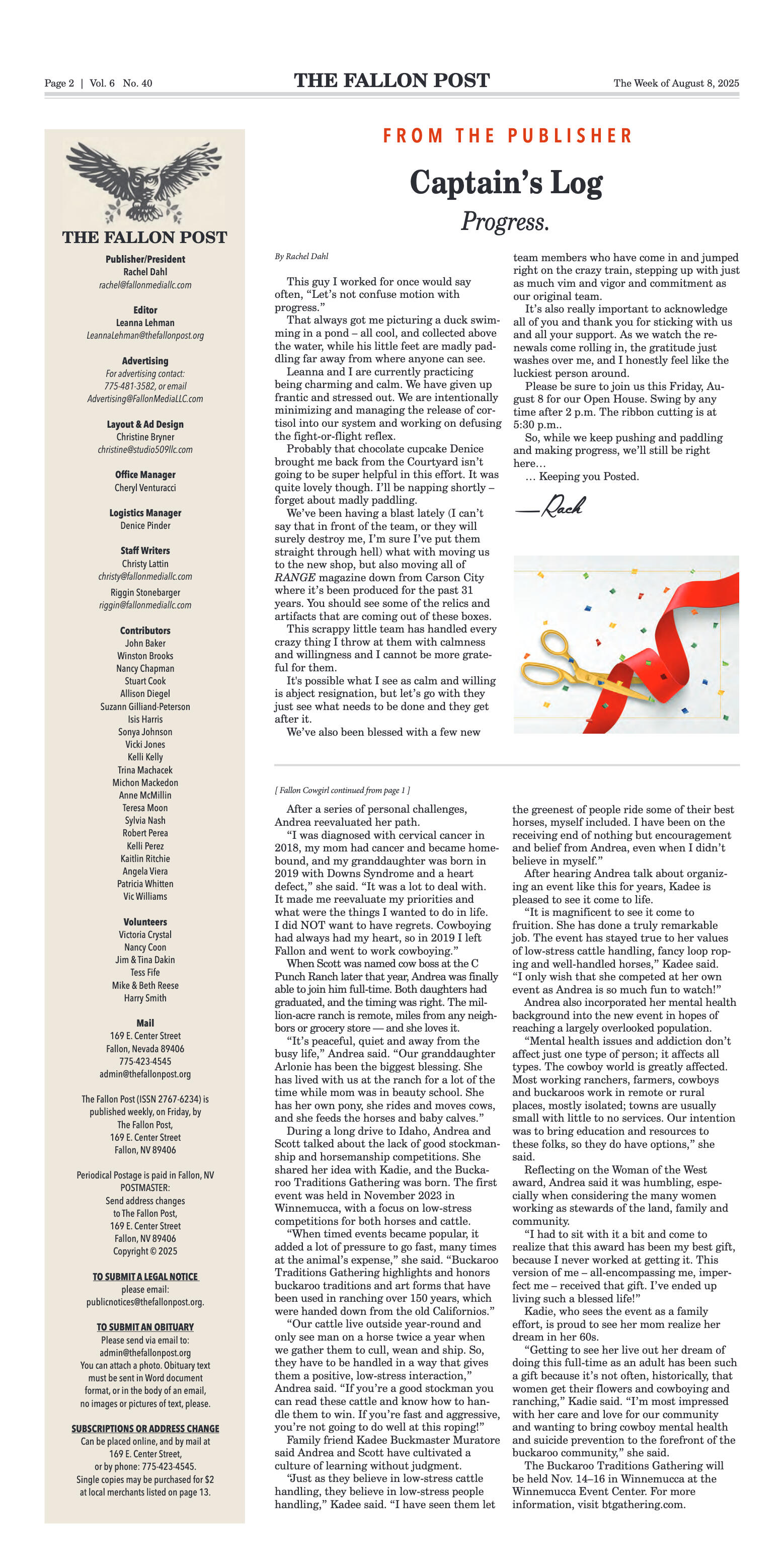 August 8, 2025 -Fallon Cowgirl, Andrea Van Leuven, - page 2