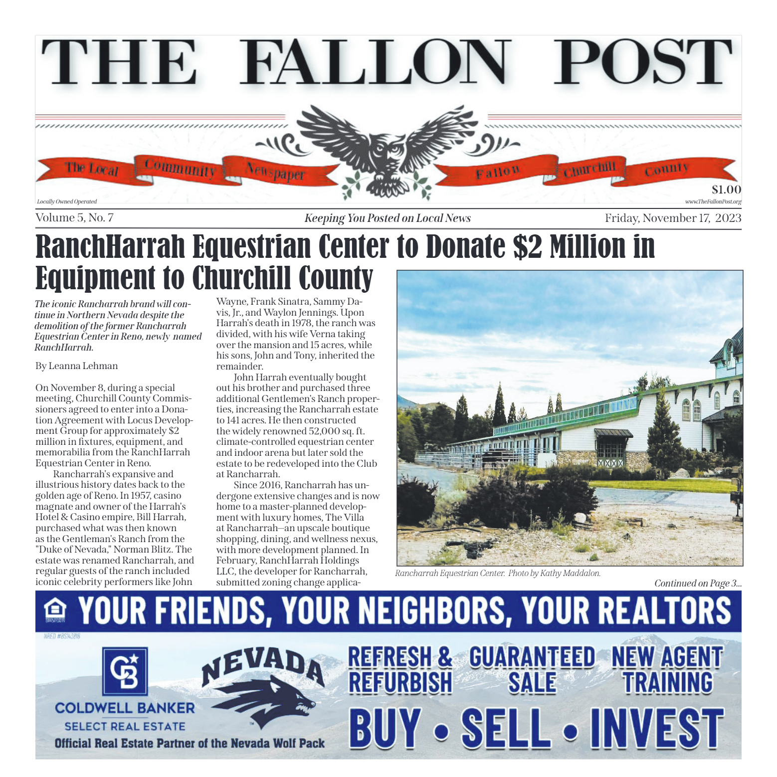 THe Fallon Post Print Edition November 17, 2023 - page 1