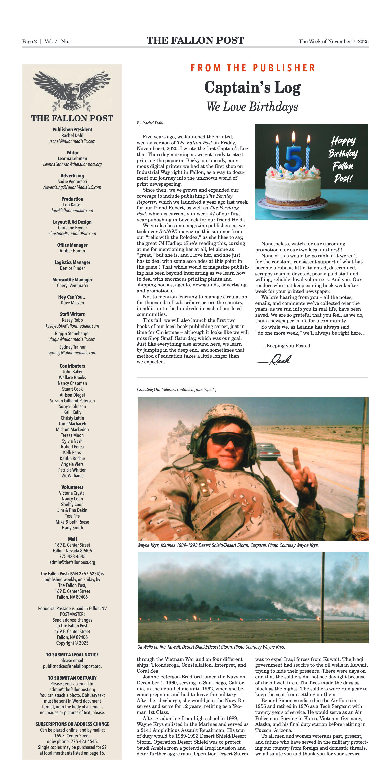 November 7, 2025 - Saluting Our Veterans - page 2