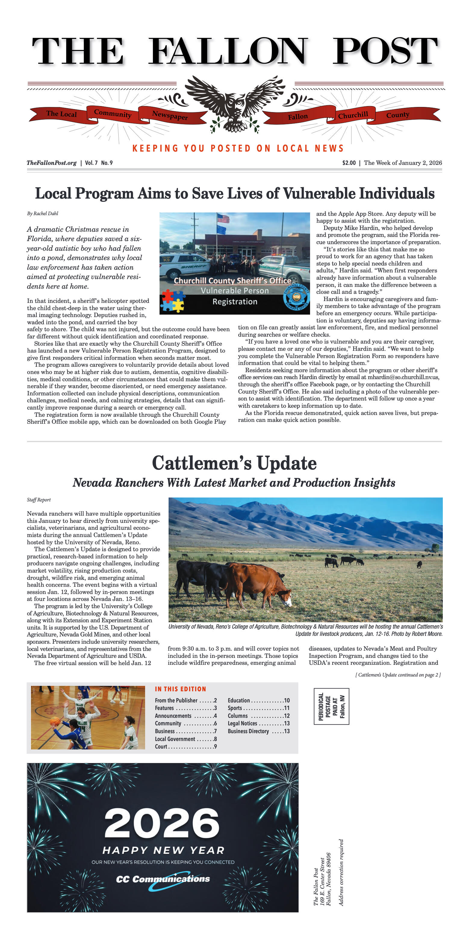 January 2, 2026 - Local Program Aims to Save Lives - page 1