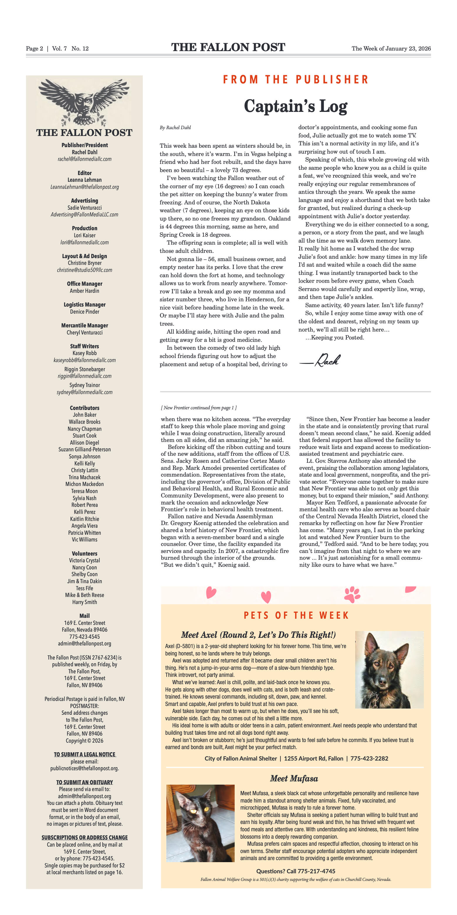 January 23, 2026-New Frontier Treatment Center – B - page 2