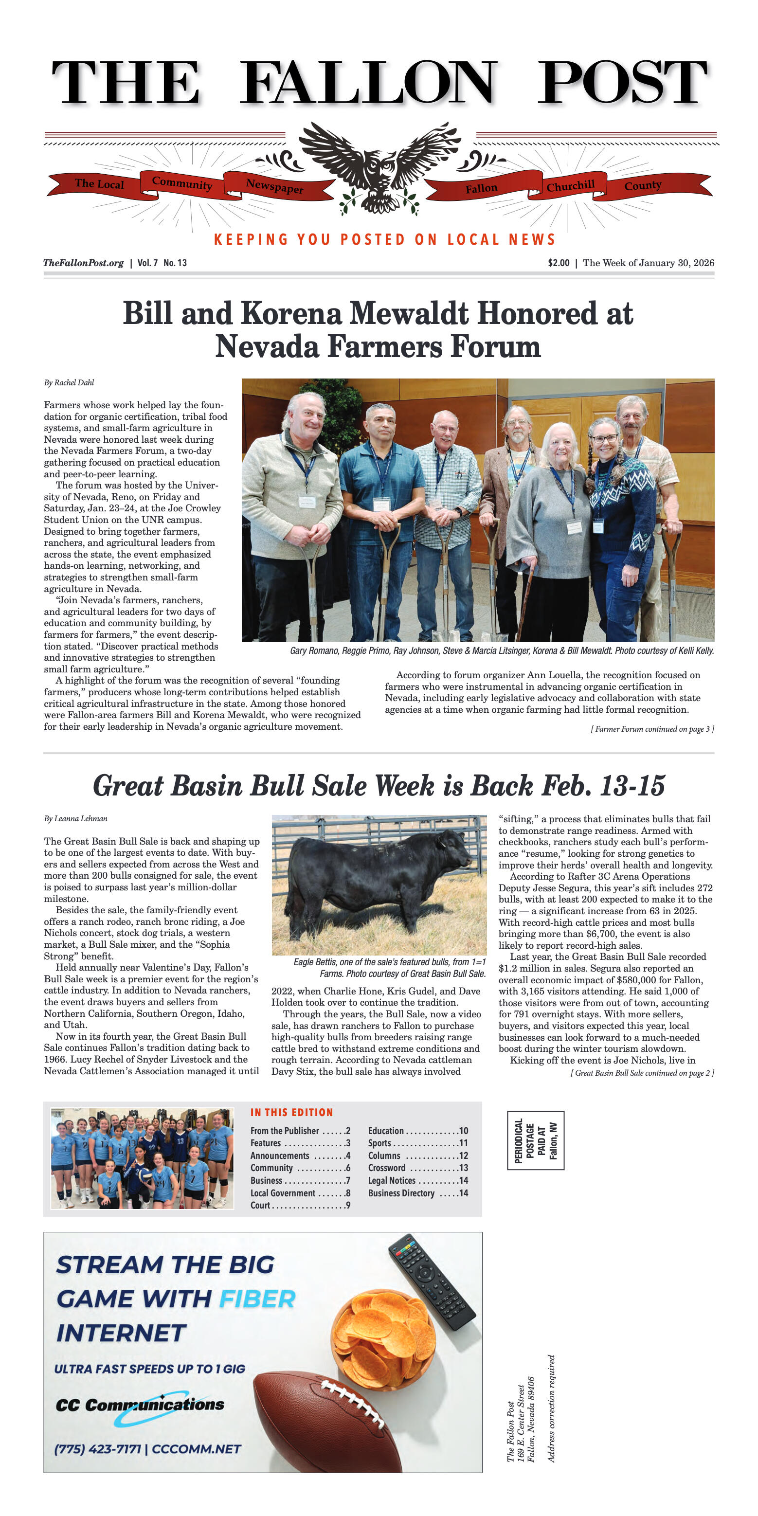 January 30, 2026 -Bill and Korena Mewaldt Honored - page 1