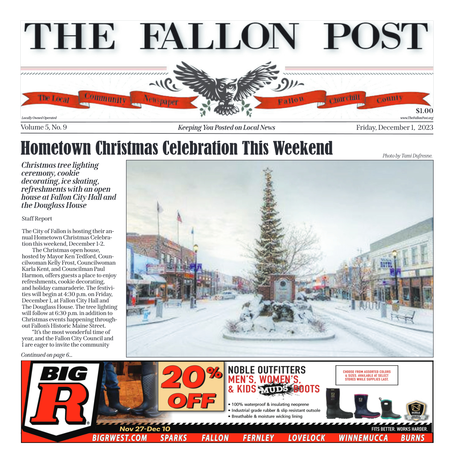 The Fallon Post Print Edition December 1, 2023 - page 1