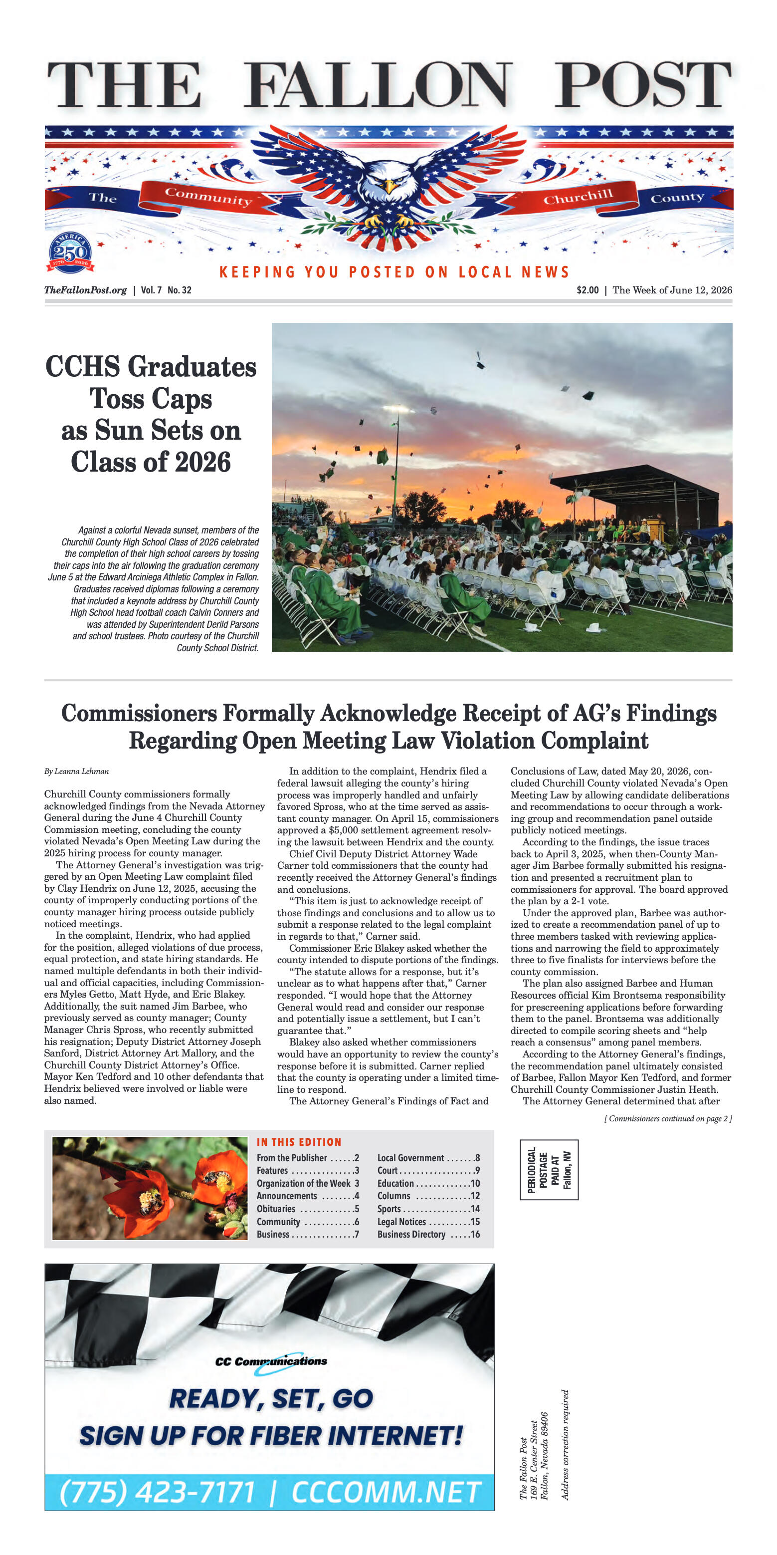 June 12, 2026 -CCHS Graduates Toss Caps as Sun Set - page 1