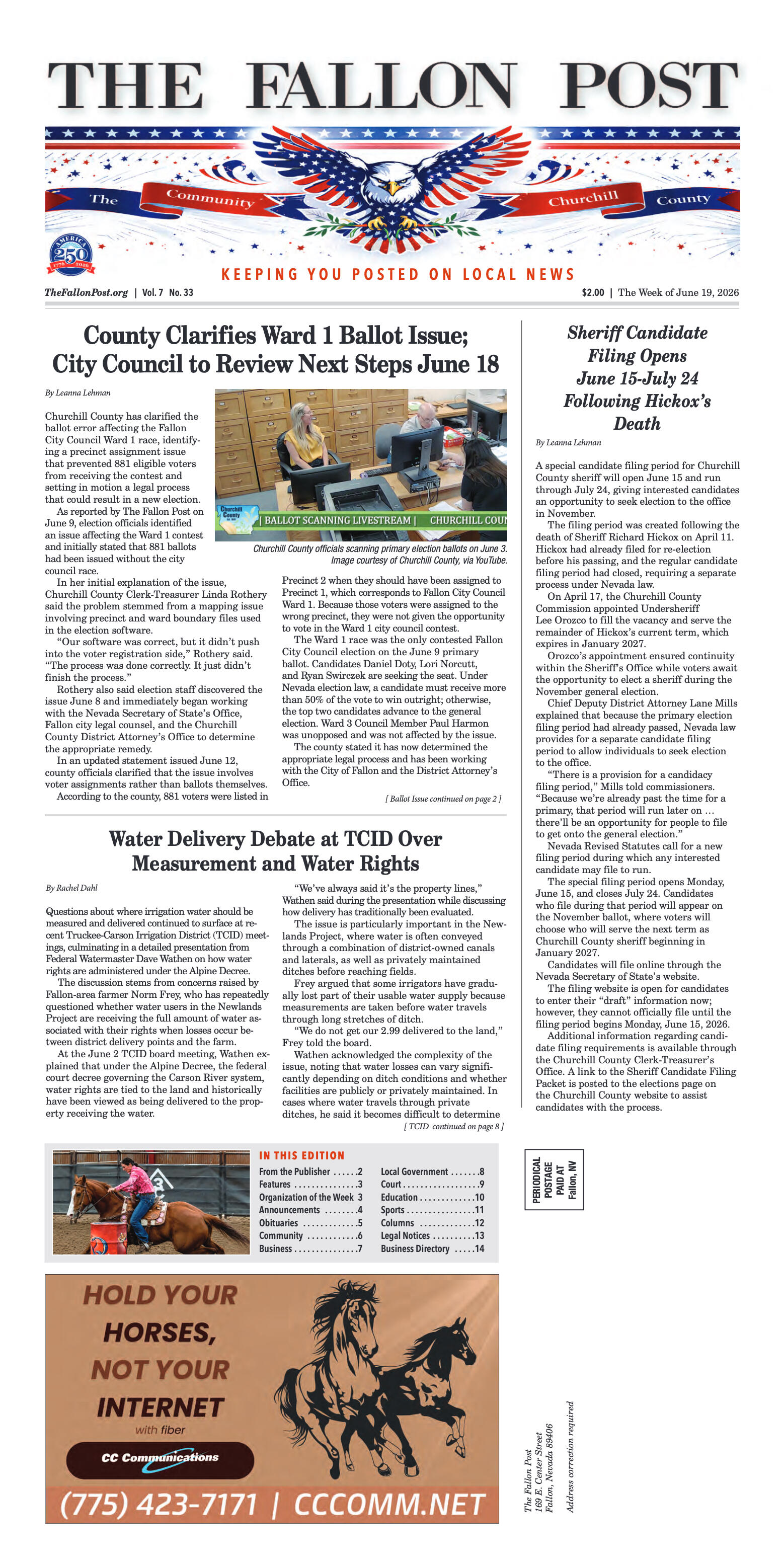 June 19, 2026 -June 19, 2026 -County Clarifies War - page 1
