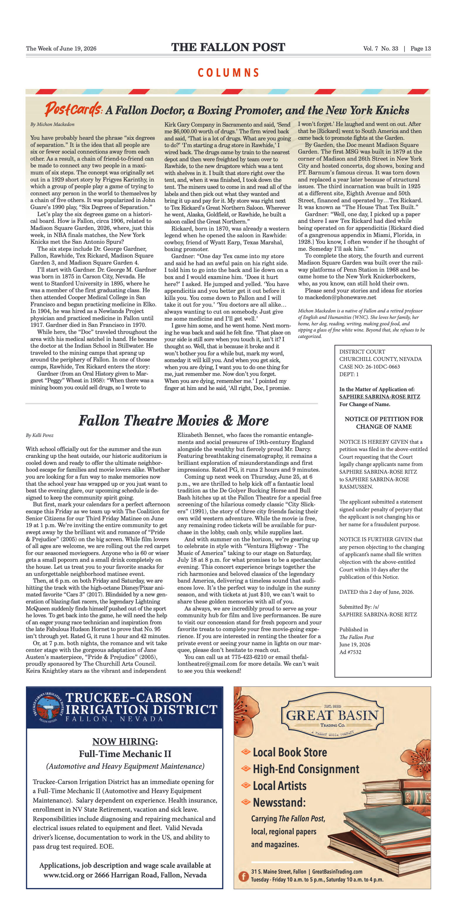 June 19, 2026 -June 19, 2026 -County Clarifies War - page 13