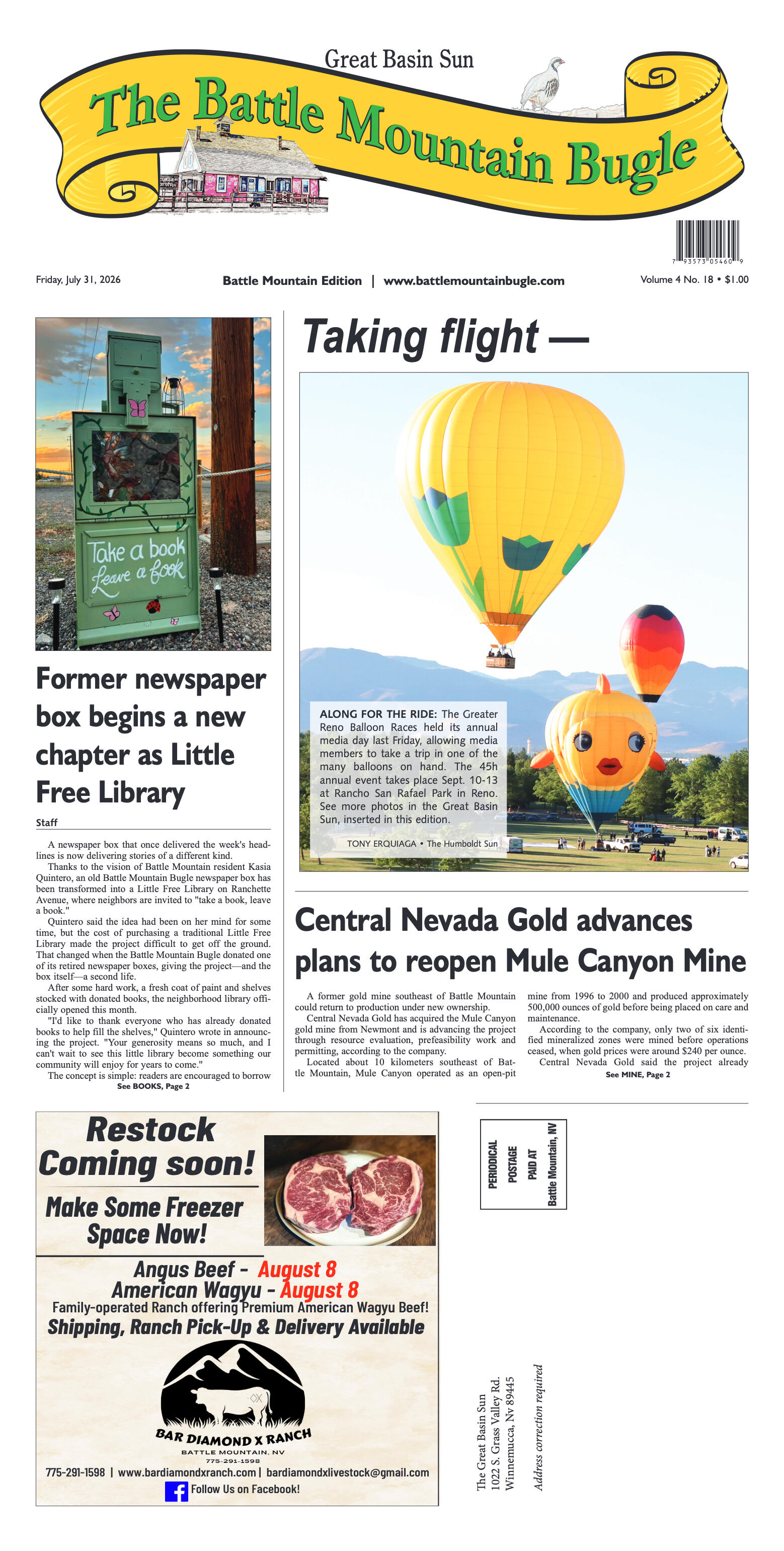 July 31, 2026 - Former newspaper box begins a new  - page 1