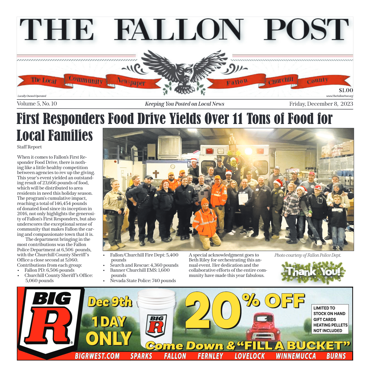 The Fallon Post Print Edition December 8, 2023 - page 1
