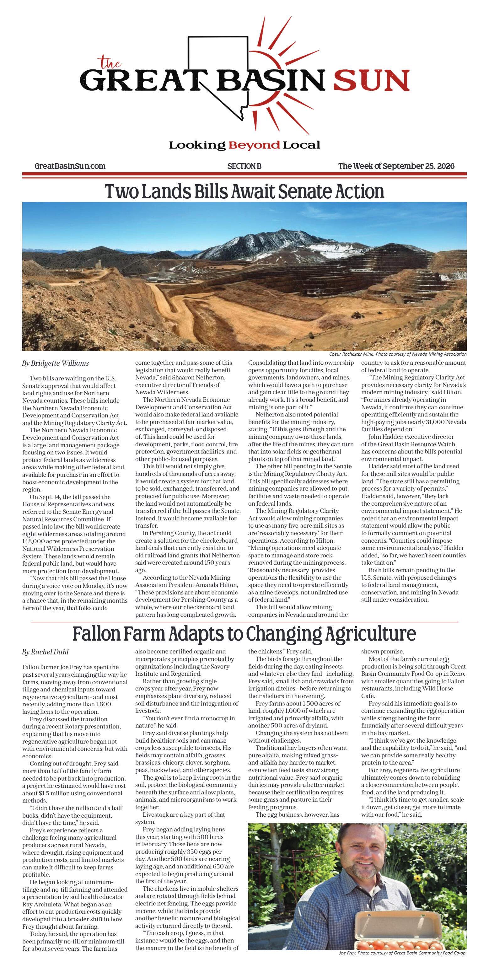 September 25, 2026 - Two Lands Bills Await Senate  - page 1