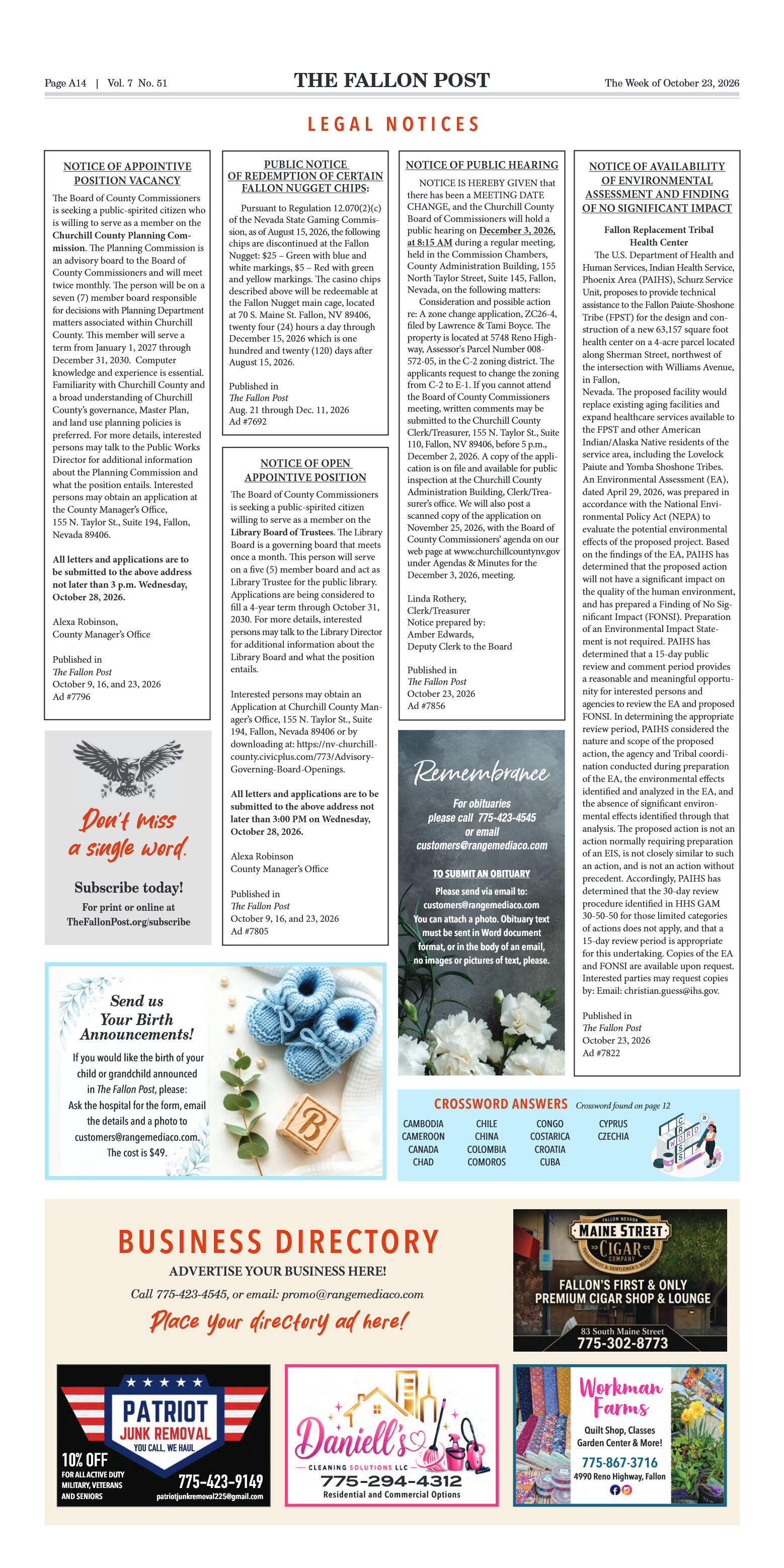 The Fallon Post Oct. 23, 2026: Three Missing Child - page 14