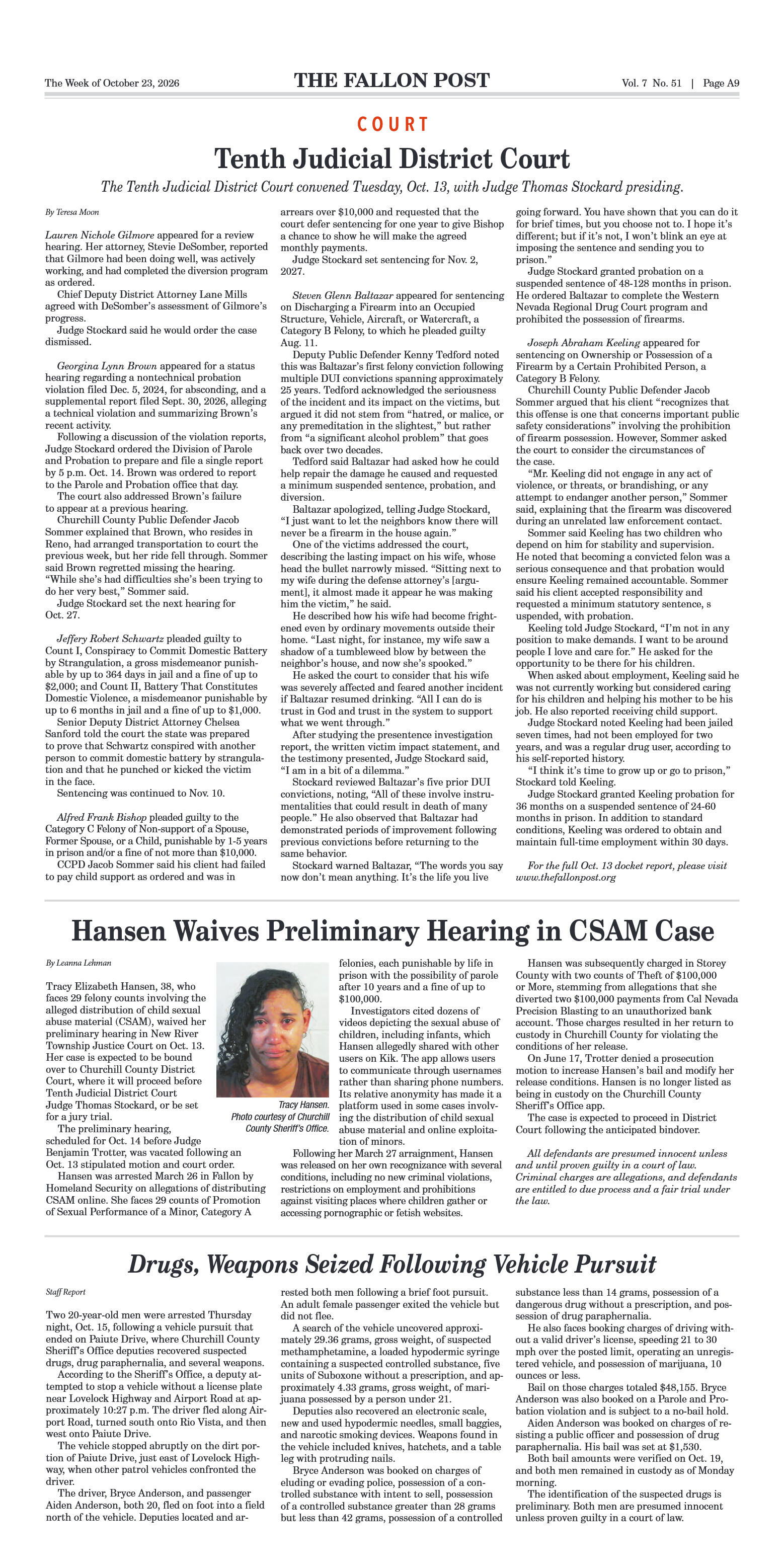 The Fallon Post Oct. 23, 2026: Three Missing Child - page 9