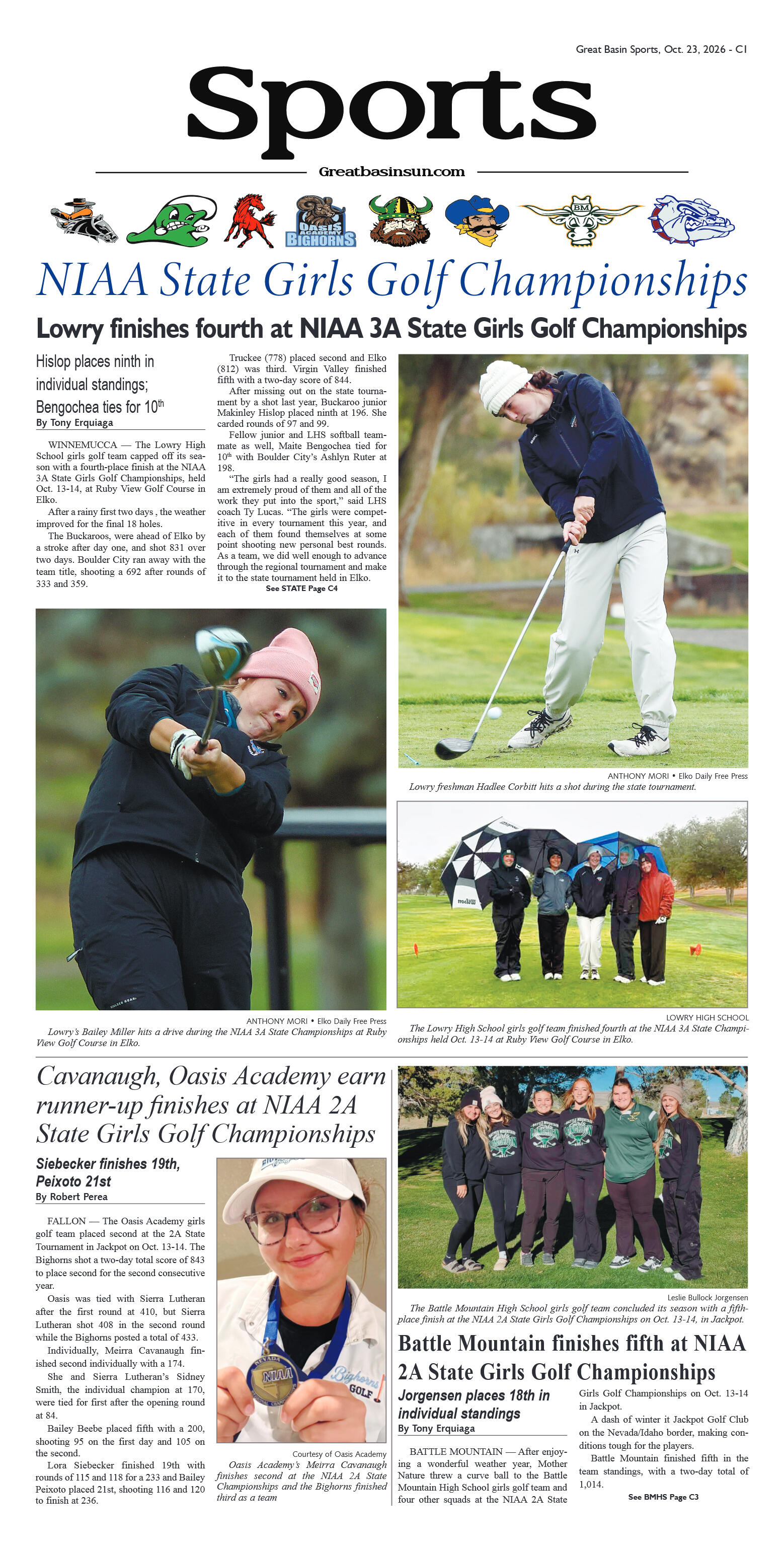 Great Basin Sports Oct. 23, 2026 - NIAA State Girl - page 1