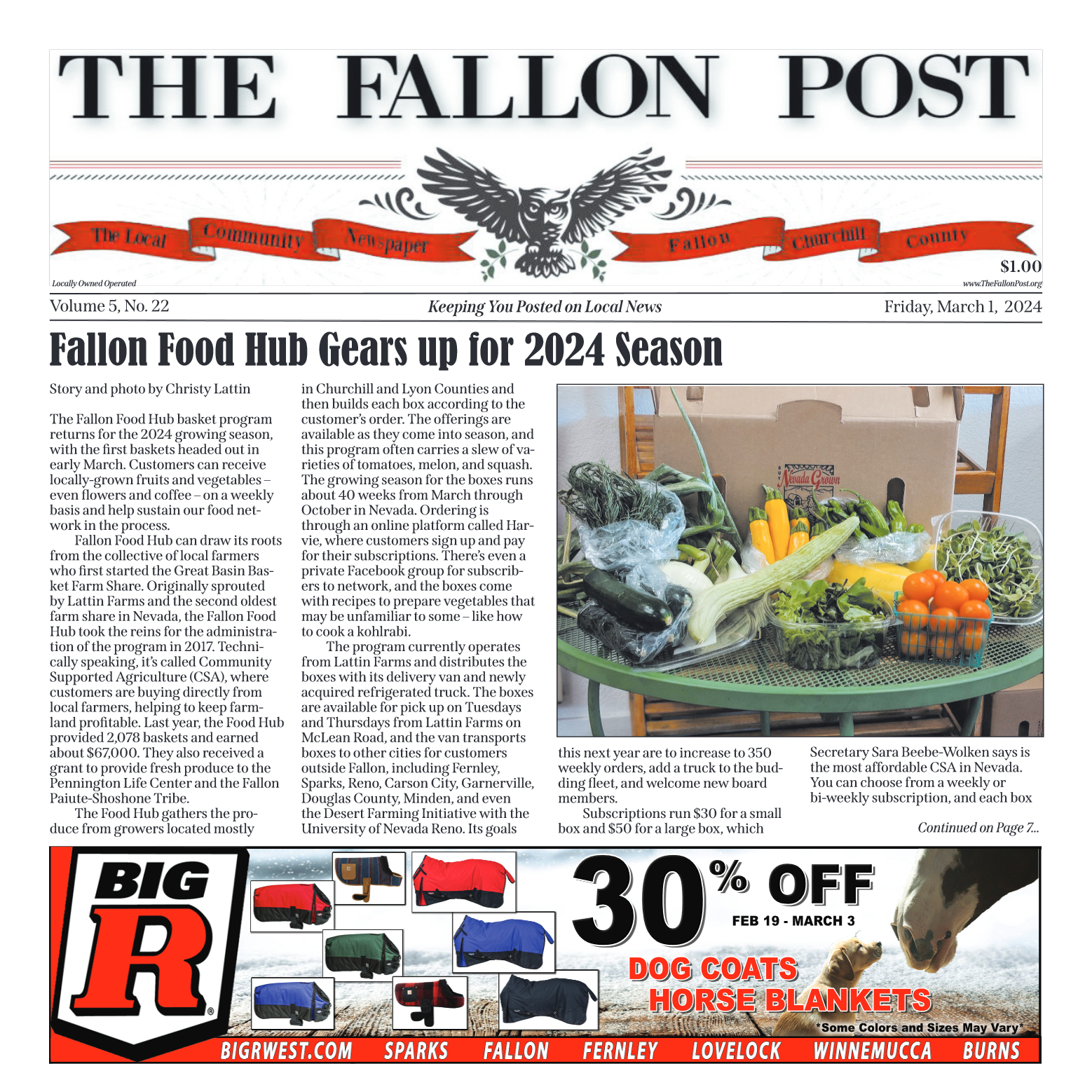 March 1, 2024 Fallon Food Hub Gears up for 2024 Se - page 1