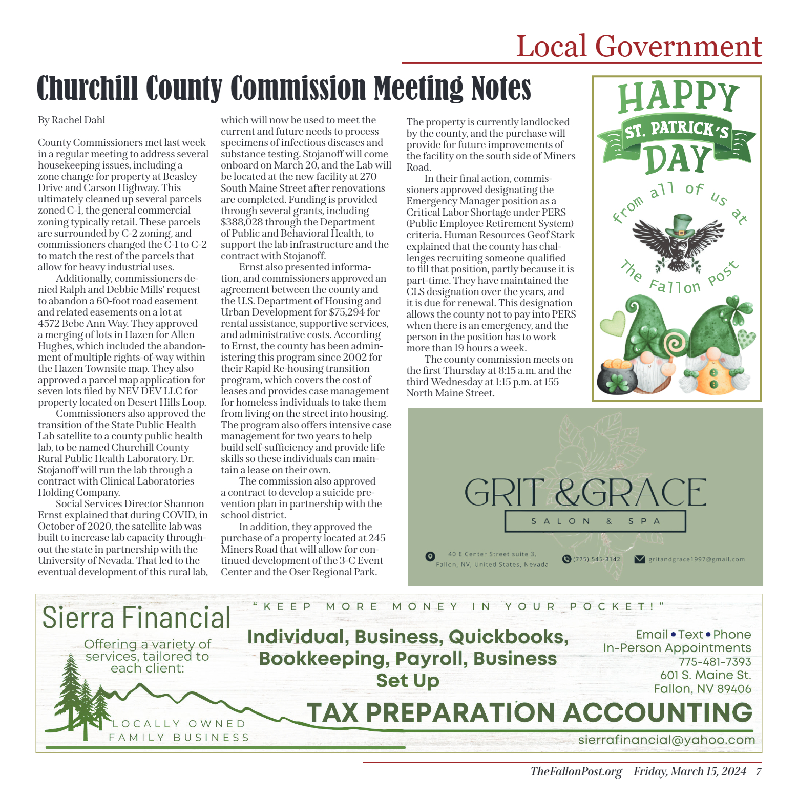 March 15 -- Churchill County Election Update; Dead - page 7
