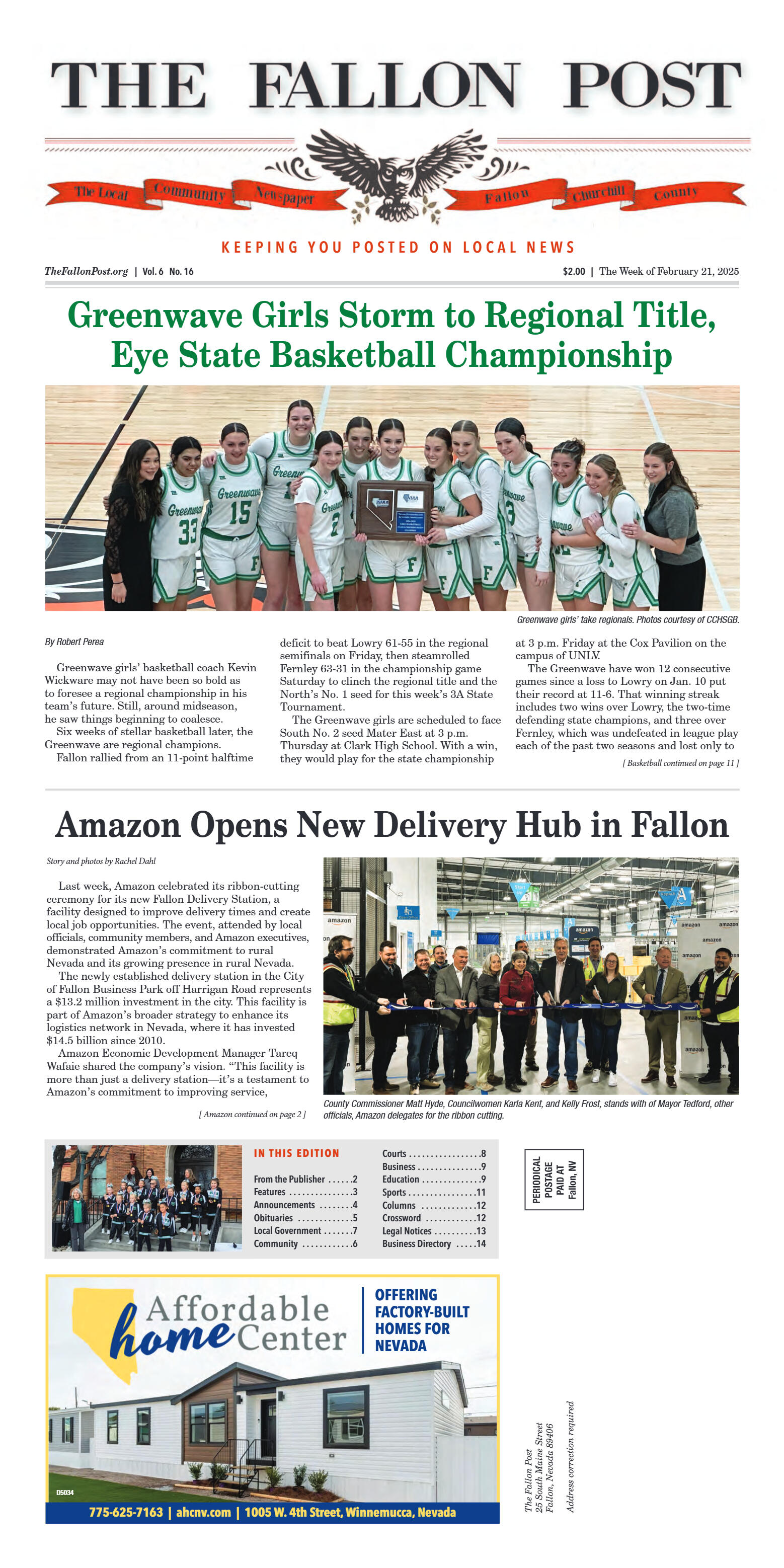 February 21, 2025- Greenwave Girls Storm to Region - page 1